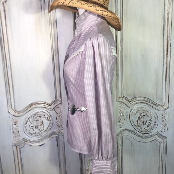 Millie Sweet VINTAGE Lavender Stripe Western Riding Button Down Blouse Size 5/6 - Picture 8 of 13